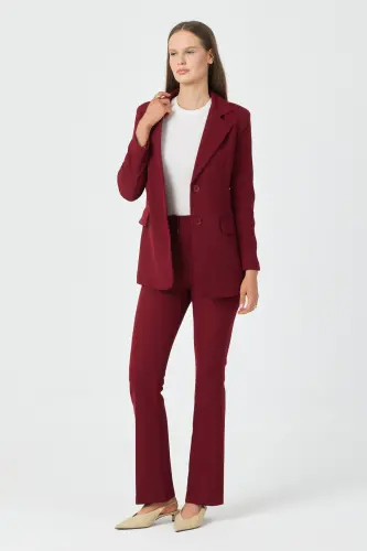 Kadın Ceket Pantolon Takım Bordo - Bordo - 3