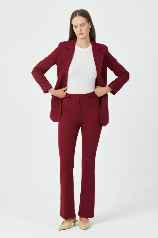 Kadın Ceket Pantolon Takım Bordo - Bordo - 4
