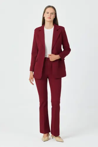 Kadın Ceket Pantolon Takım Bordo - Bordo - 5