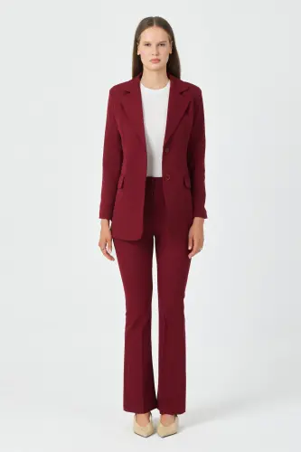 Kadın Ceket Pantolon Takım Bordo - Bordo - 6