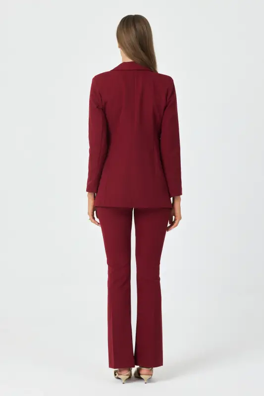 Kadın Ceket Pantolon Takım Bordo - Bordo - 7