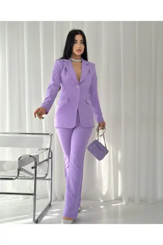 Kadın Ceket Pantolon Takım Lila-Lila - 1