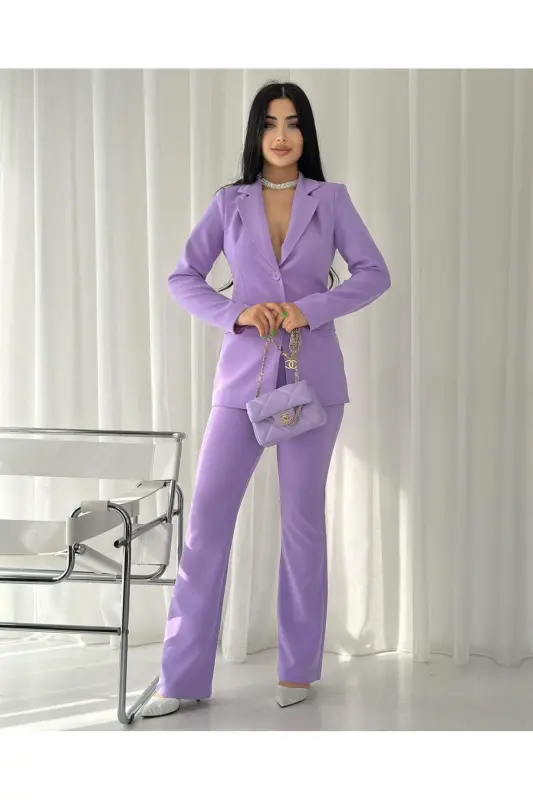 Kadın Ceket Pantolon Takım Lila-Lila - 2
