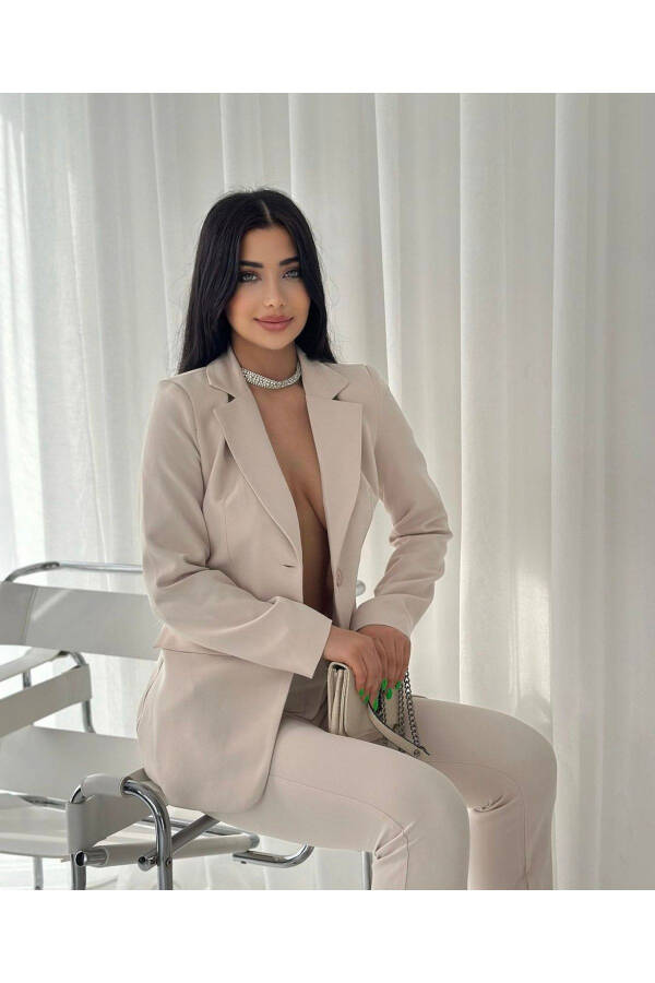 Kadın Ceket Pantolon Takım Taş-Gri - 3