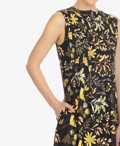 Women's Floral Sleeveless Tunic Top - Black - 4