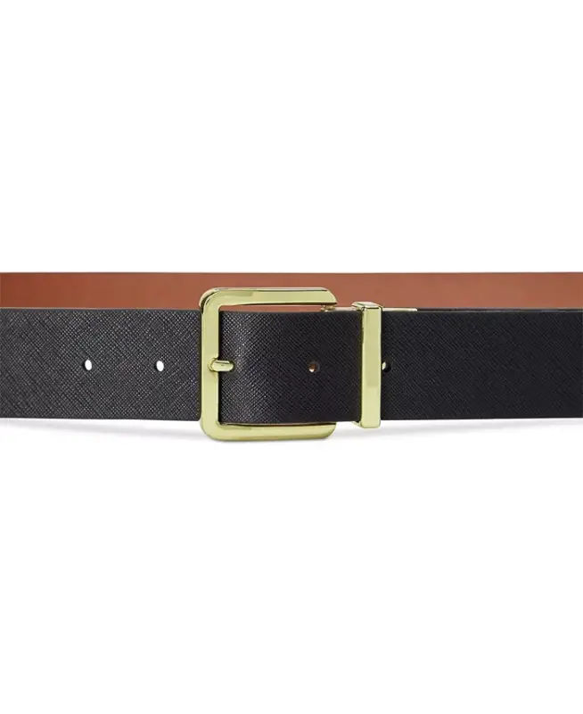 Women's Reversible Leather Belt-Black/Lauren Tan - 2