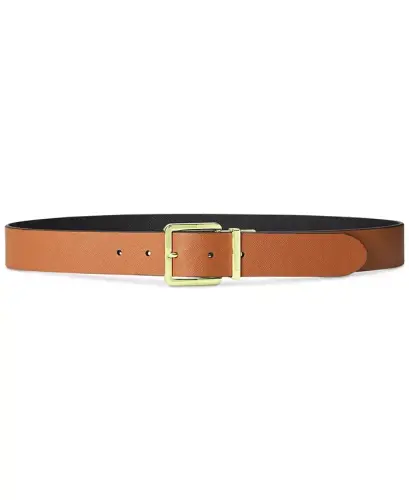 Women's Reversible Leather Belt-Black/Lauren Tan - 3