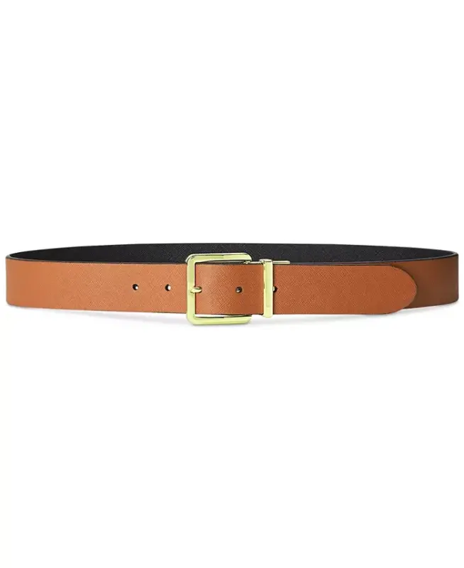 Women's Reversible Leather Belt-Black/Lauren Tan - 3