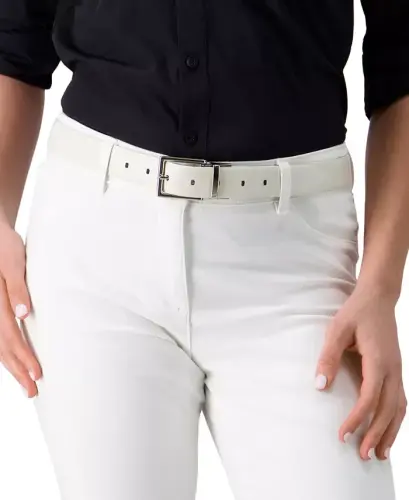 Women's Reversible Leather Pant Belt - Grey/white - 4