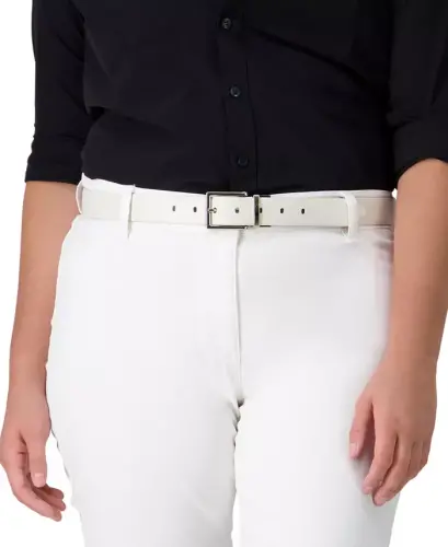 Women's Reversible Leather Pant Belt - Grey/white - 5