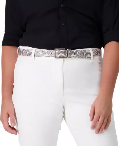 Women's Reversible Leather Pant Belt - Grey/white - 6