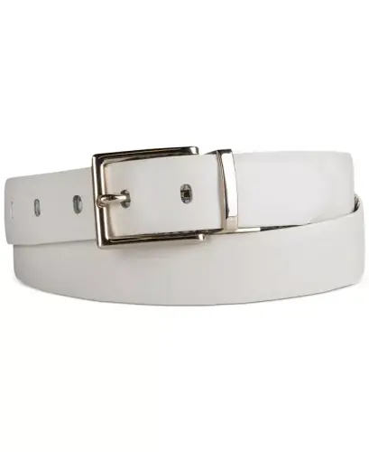 Women's Reversible Leather Pant Belt - Grey/white - 7