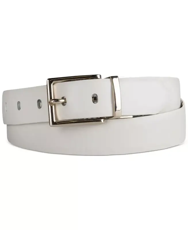 Women's Reversible Leather Pant Belt - Grey/white - 7