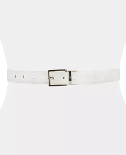 Women's Reversible Leather Pant Belt - Grey/white - 10