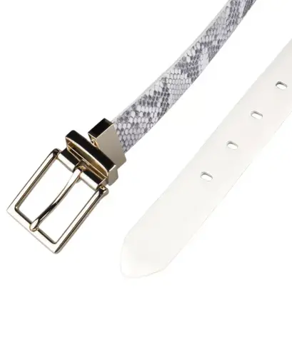 Women's Reversible Leather Pant Belt - Grey/white - 11