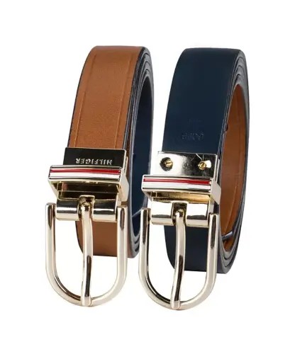 Women's Reversible Dress Casual Belt - Tan, Navy - 3