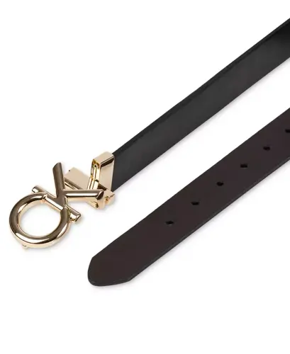 Women's Reversible Puffed CK Monogram Buckle Belt - Black/Brown - 4