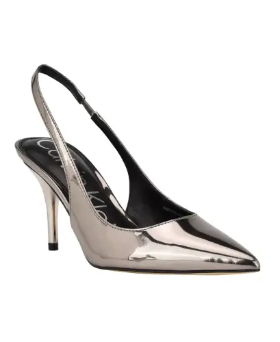 Women's Cinola Pointy Toe Slingback Pumps-Pewter 