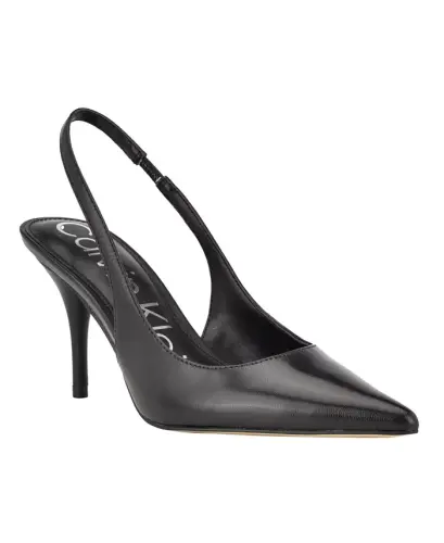 Women's Cinola Pointy Toe Slingback Pumps - Black Leather 