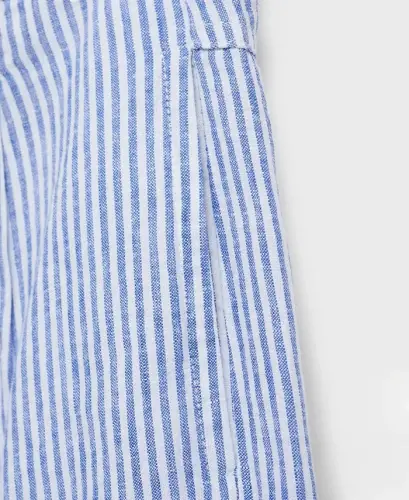 Women's Striped Linen-Blend Trousers Pants - Blue - 5