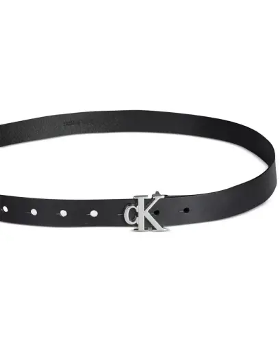 Women's CK Monogram Buckle Skinny Belt-Black - CALVIN KLEIN (1)