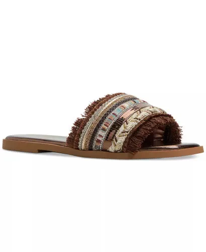Women's Coralya Embellished Flat Sandals-Cognac Woven - ALDO