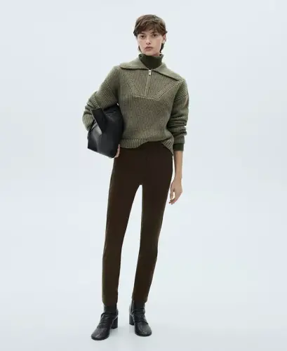 Women's Crop Skinny Pants - Khaki - MANGO (1)