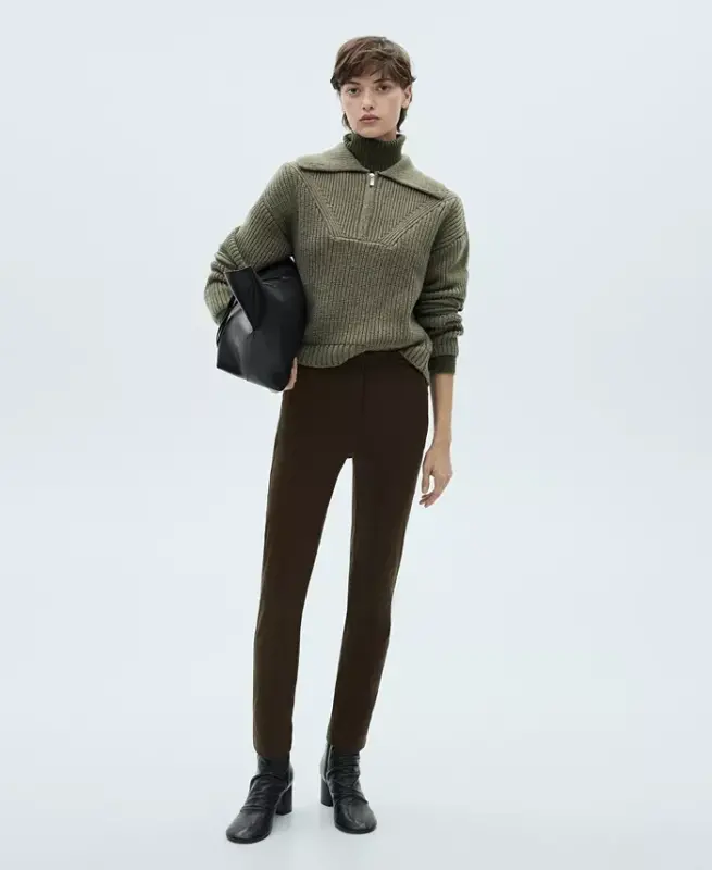 Women's Crop Skinny Pants - Khaki - 2
