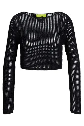 Kadın Crop Kroşe Kazak - Presley - Black - 1