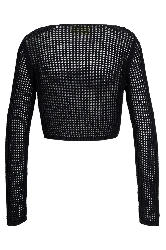Kadın Crop Kroşe Kazak - Presley - Black - 2