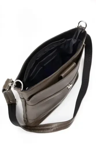 Kadın Crossbody Haki Yeşil Hakiki Deri Çapraz Postacı Çanta-yeşil - 5