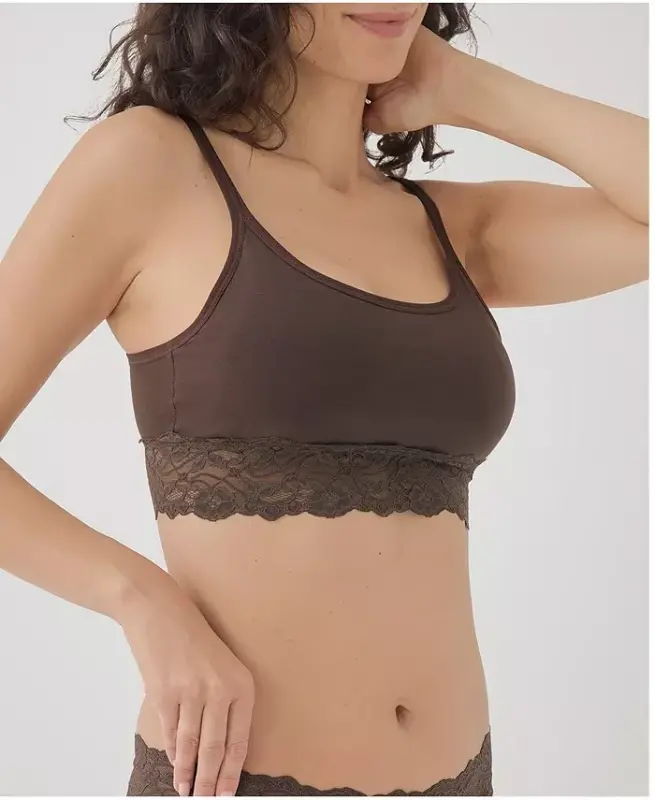 Women's Lace Smooth Cup Bralette - Carob - 2