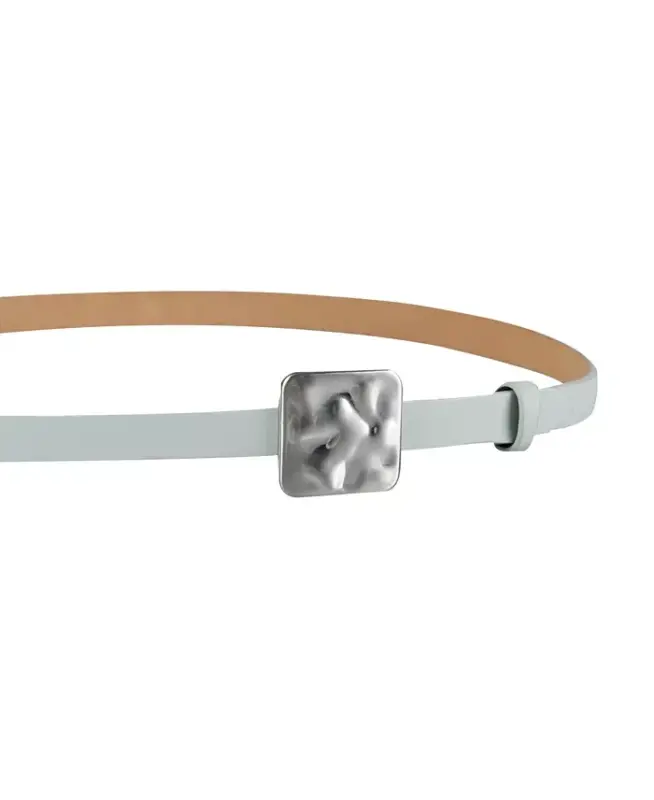 Women's Skinny Hammered Plaque Buckle Belt - 8