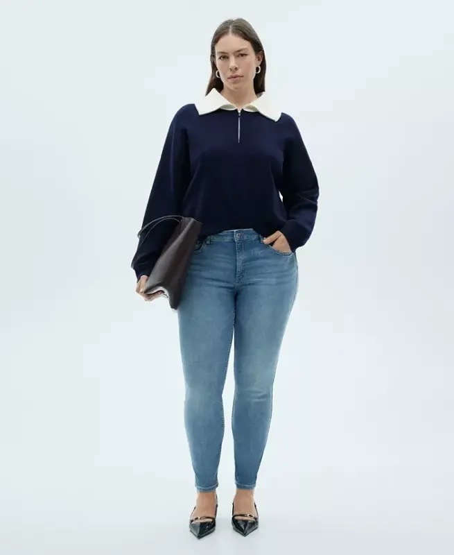 Women's Skinny Pushup Jeans - Medium Blue - MANGO