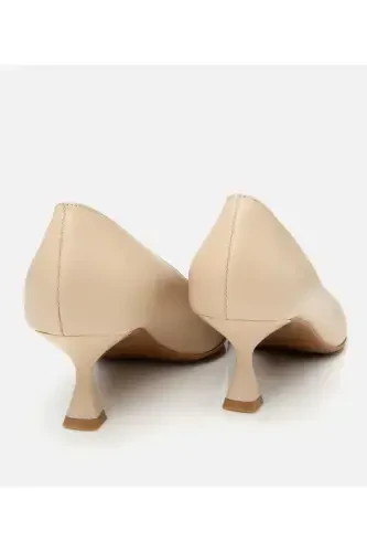 Kadın Deri Bej Esnek Tabanlı Stiletto-BEJ - 6