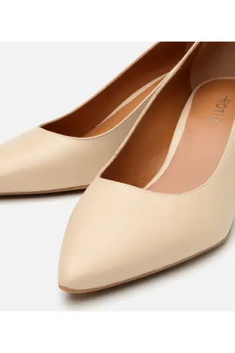 Kadın Deri Bej Esnek Tabanlı Stiletto - BEJ-BEIGE - 3