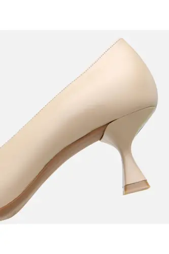 Kadın Deri Bej Esnek Tabanlı Stiletto - BEJ-BEIGE - 5