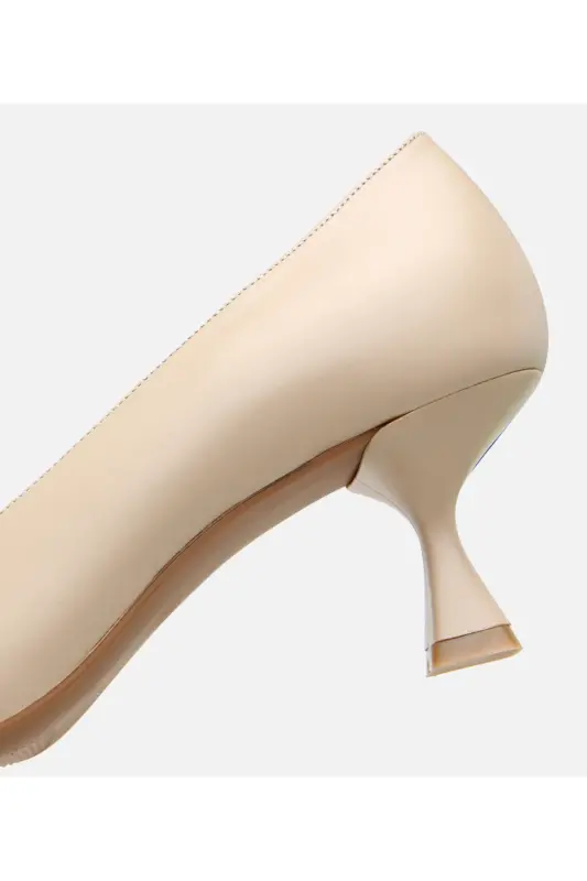 Kadın Deri Bej Esnek Tabanlı Stiletto - BEJ-BEIGE - 5