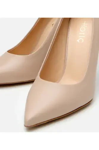 Kadın Deri Bej İnce Topuklu Stiletto-NATUREL - 3