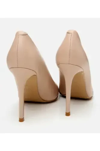 Kadın Deri Bej İnce Topuklu Stiletto-NATUREL - 7