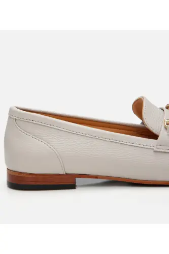 Kadın Deri Ekru Tokalı Klasik Loafer - KEMİK-ECRU - 3
