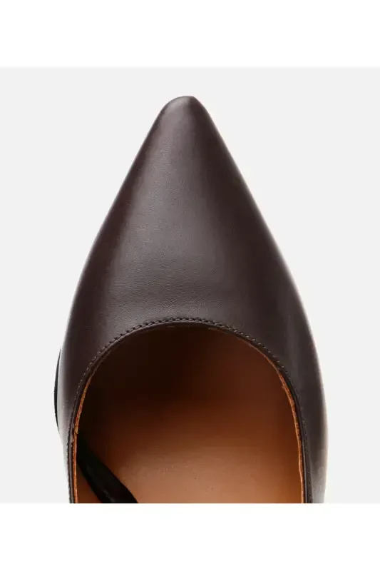 Kadın Deri Kahverengi Esnek Tabanlı Stiletto-KAHVERENGİ - 4
