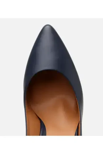 Kadın Deri Lacivert Yüksek Topuklu Stiletto-LACİVERT - 4