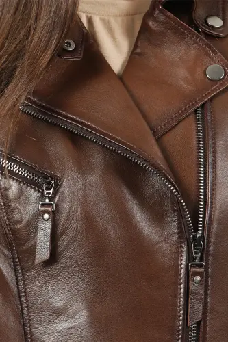 Kadın Deri Mont Yb-2039-CAMEL ANTİK - 5