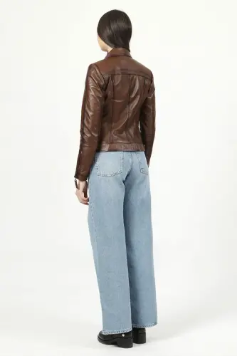 Kadın Deri Mont Yb-2039-CAMEL ANTİK - 6