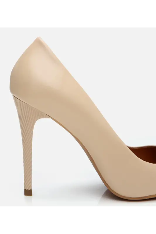 Kadın Deri Bej Yüksek Topuklu Stiletto - BEJ-BEIGE - 3