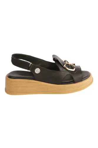 Hakiki Deri Ortopedik Taban Günlük Sandalet Ayakkabı D25YS-2780 - siyah - 4