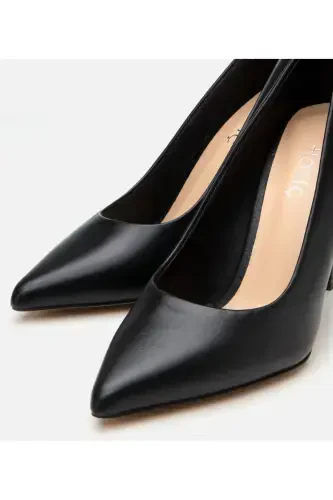 Kadın Deri Siyah İnce Topuklu Stiletto-SİYAH - 3