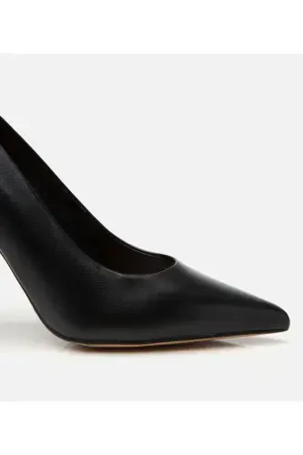 Kadın Deri Siyah İnce Topuklu Stiletto-SİYAH - 6