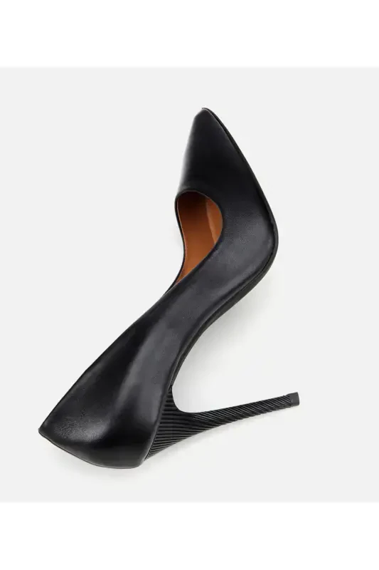 Kadın Deri Siyah Stiletto-SİYAH - 5